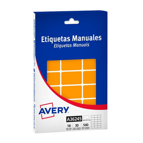  ETIQUETA AVERY MANUAL NARANJA FLUO 36245  19X33 MM X30 HOJAS