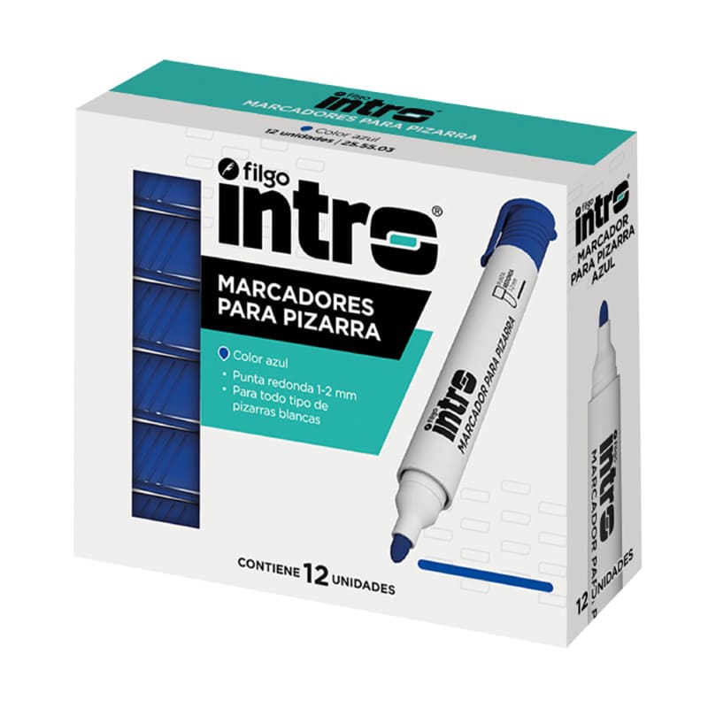  MARCADOR PIZARRA INTRO PUNTA REDONDA  AZUL X12