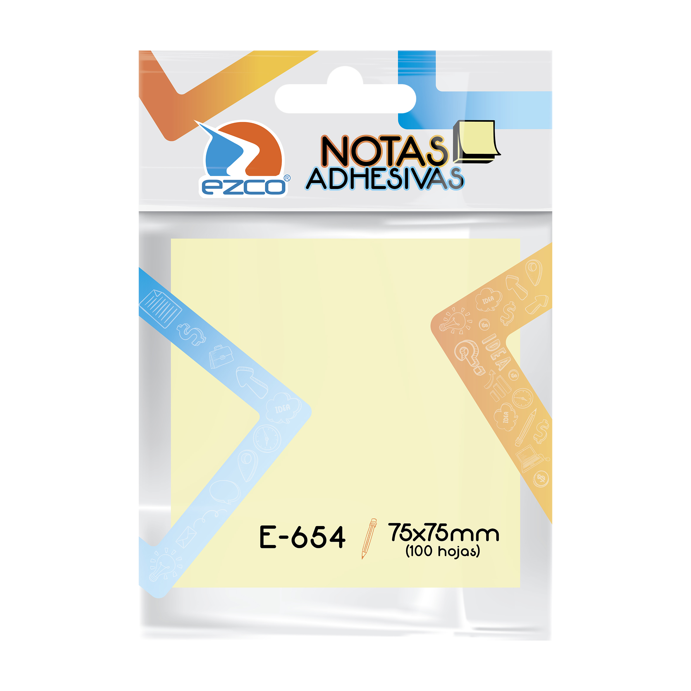  NOTA ADHESIVA EZCO E-654 AMARILLA 75X75 100 HOJAS