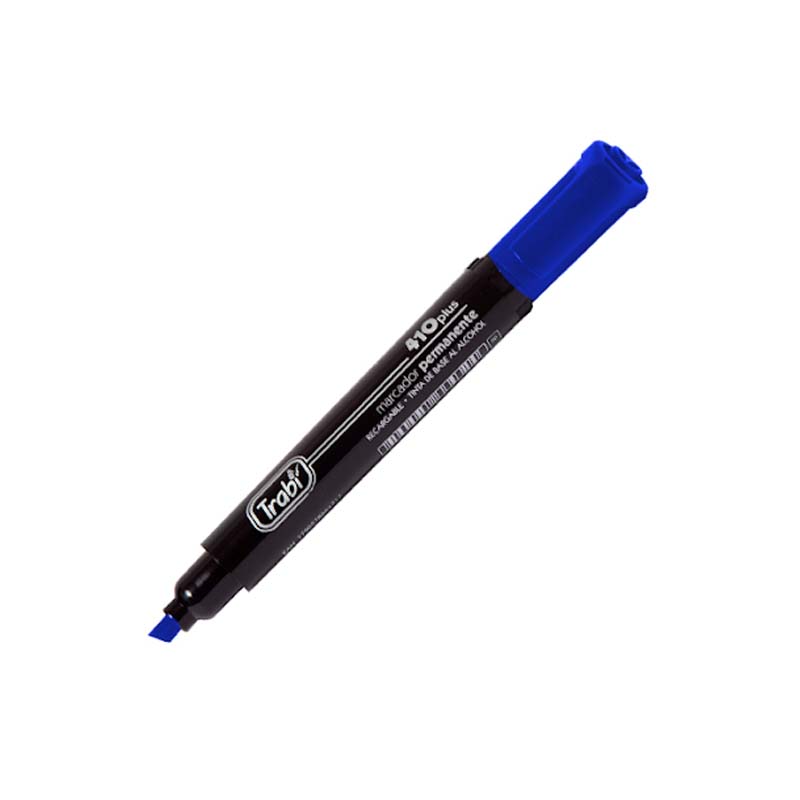  MARCADOR PERMANENTE TRABI 410 PLUS PUNTA  BISELADA X12 AZUL