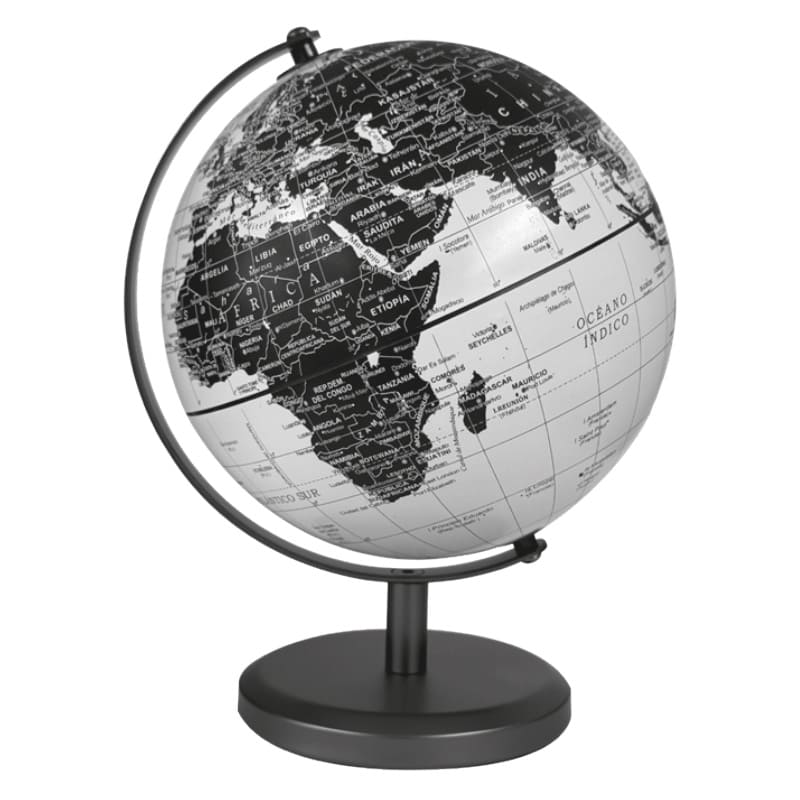  GLOBO TERRAQUEO 142M PLOW BASE METAL  NEGRA 14CM