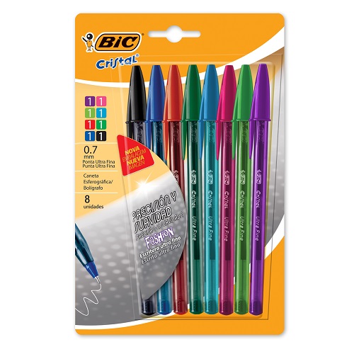  BOLIGRAFO BIC CRISTAL ULTRAFINA 0.7MMBLISTER X8