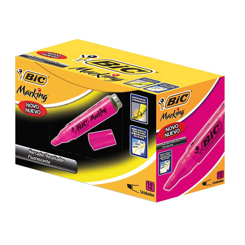  RESALTADOR REDONDO BIC MARKING X12 ROSA