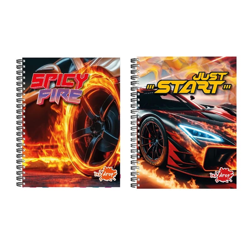  CUADERNO INKDROP A5 16X21 TAPA DURA  ESPIRAL 100H AUTO FIRE