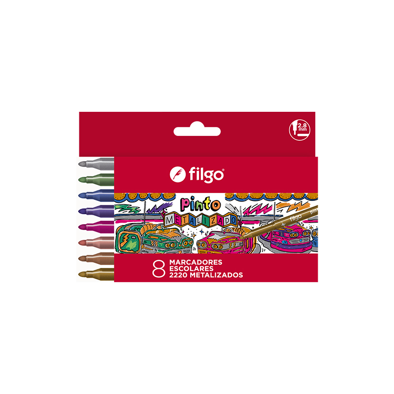  MARCADOR ESCOLAR FILGO PINTO 2220 X8  METALIZADO