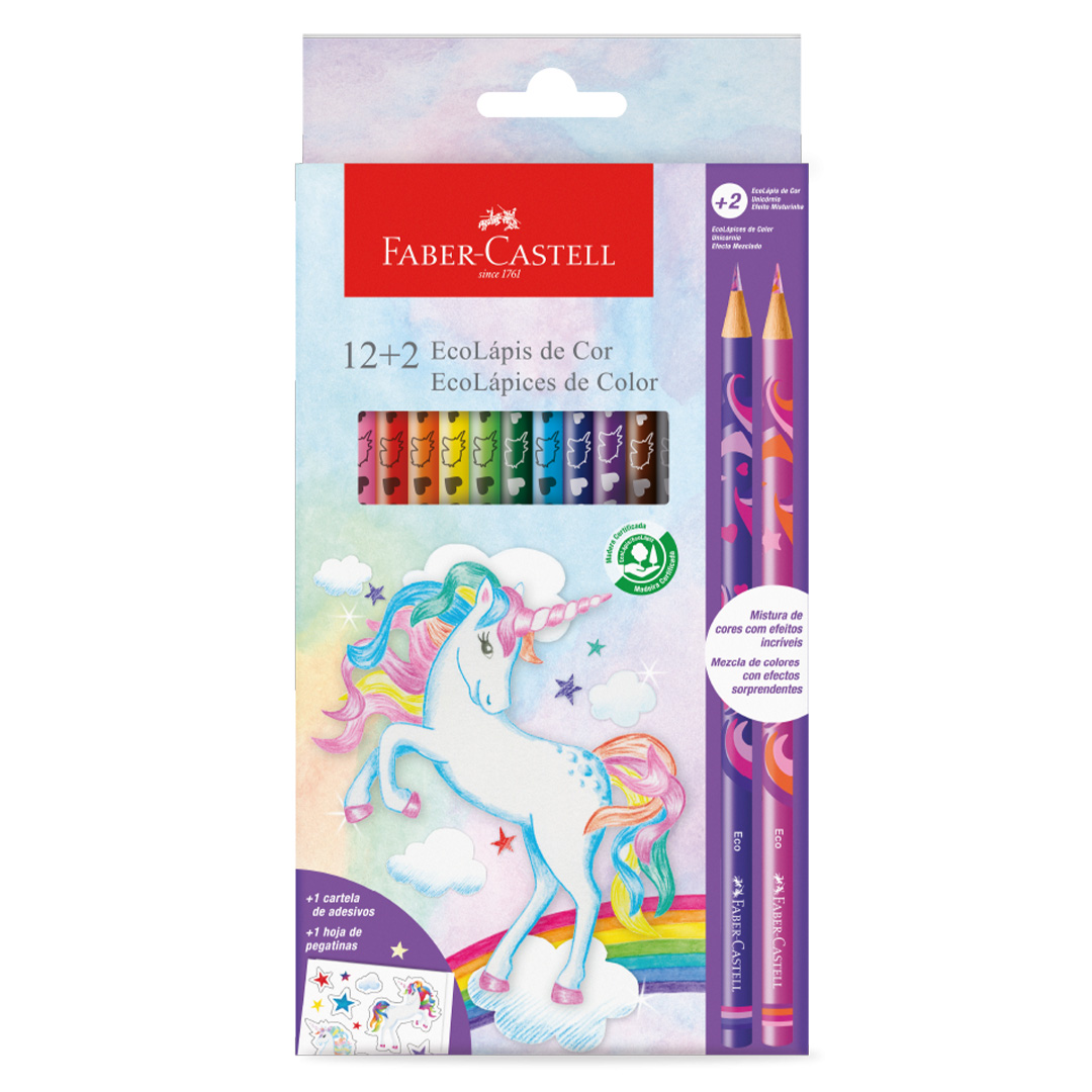  LAPIZ COLOR FABER ECOLAPIZ UNICORNIO X12  + 2 LAPICES EFECTO MEZCLADO