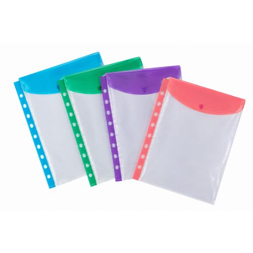  FOLIO A4 CON BOTON LAMA PP X12 COLORES;
SURTIDOS PASTEL CON PERFORACIONES