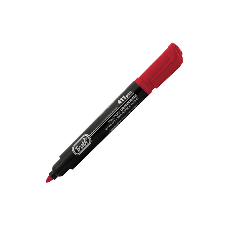  MARCADOR PERMANENTE TRABI 411 PLUS PUNTA  REDONDA X12 ROJO