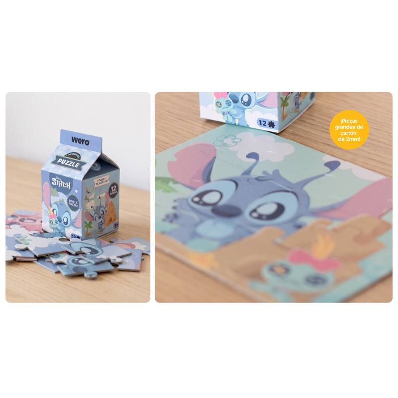  JUEGO ROMPECABEZAS WERO STITCH 12  PIEZAS PACK X8