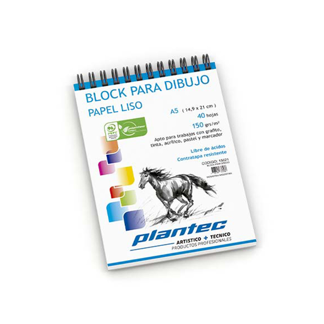  BLOCK DIBUJO PLANTEC ESPIRALADO 150GR A5  X40 HOJAS