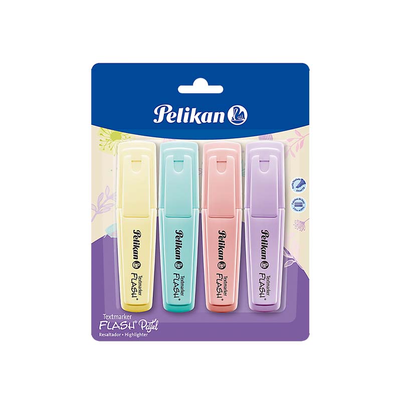  RESALTADOR CHATO PELIKAN BLISTER X4  PASTEL SURTIDO