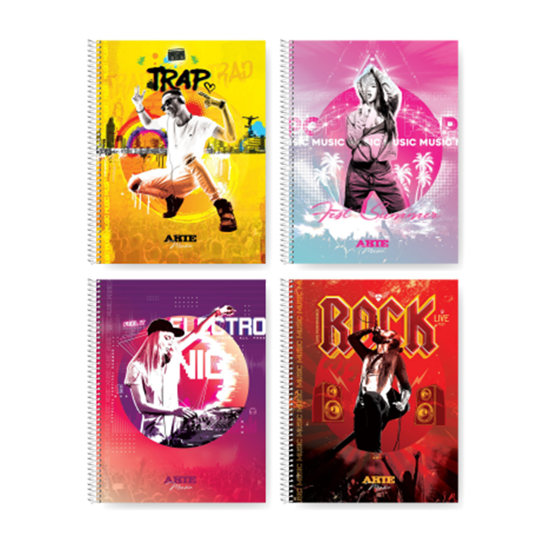  CUADERNO ARTE 16X21 MUSIC 2023 TAPA  SEMIRIGIDA 80 HOJAS RAYADO