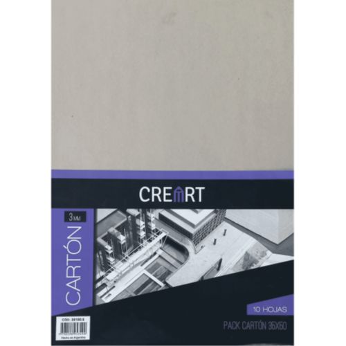  CARTON GRIS CREART 3MM 35X50 10  UNIDADES