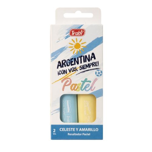  RESALTADOR CHATO TRABI X2 PASTEL  CELESTE Y AMARILLO ARGENTINA
