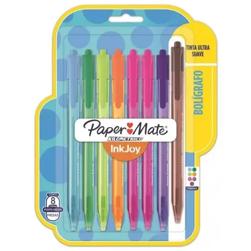  BOLIGRAFO RETRACTIL PAPER MATE KM 100INKJOY BLISTER X8 SURTIDO
