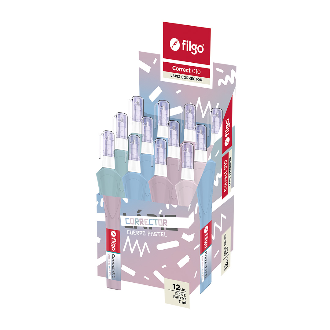  CORRECTOR FILGO LAPIZ 7ML PASTEL X 12