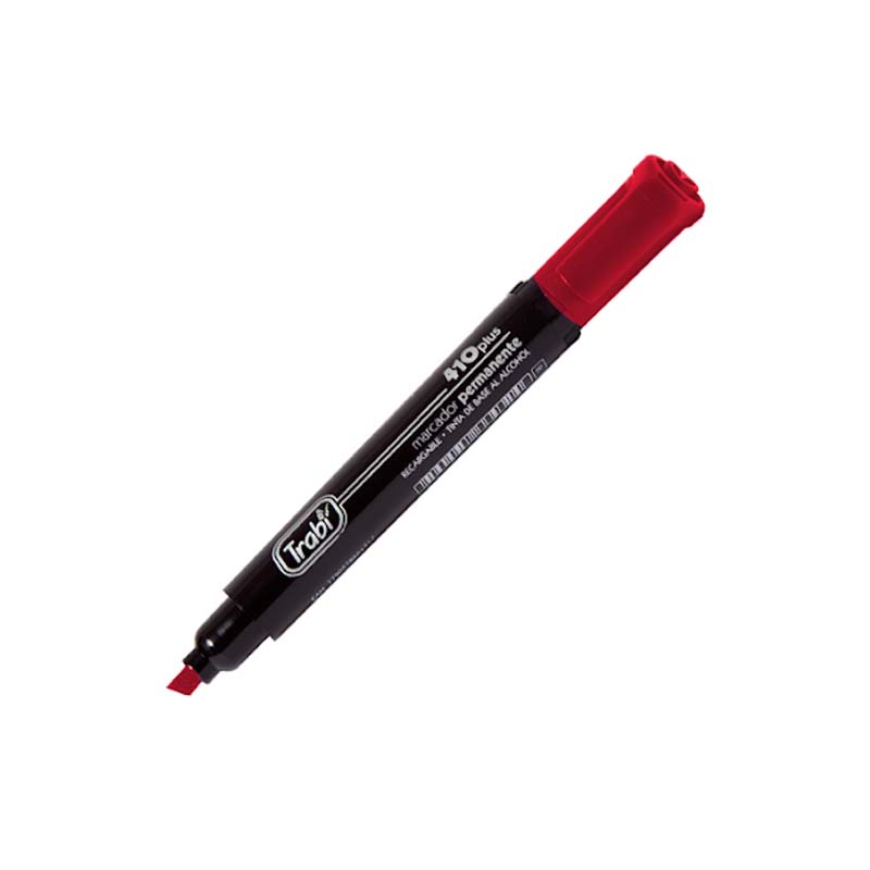  MARCADOR PERMANENTE TRABI 410 PLUS PUNTA  BISELADA X12 ROJO