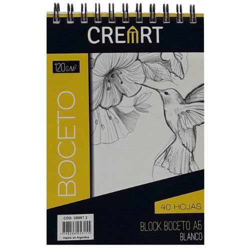  BLOCK DE DIBUJO CREART ESPIRALADO 120GR A5 X40 HOJAS