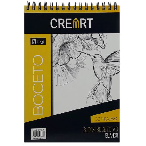 BLOCK DIBUJO CREART ESPIRALADO 120GR  A3 X30 HOJAS