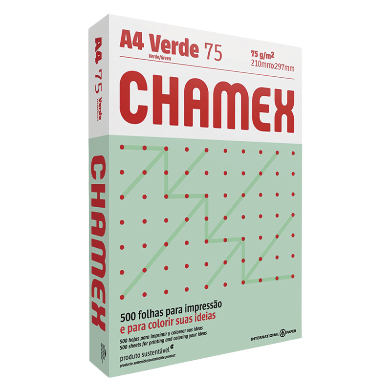  RESMA A4 CHAMEX 75 GR VERDE 500 HOJAS
