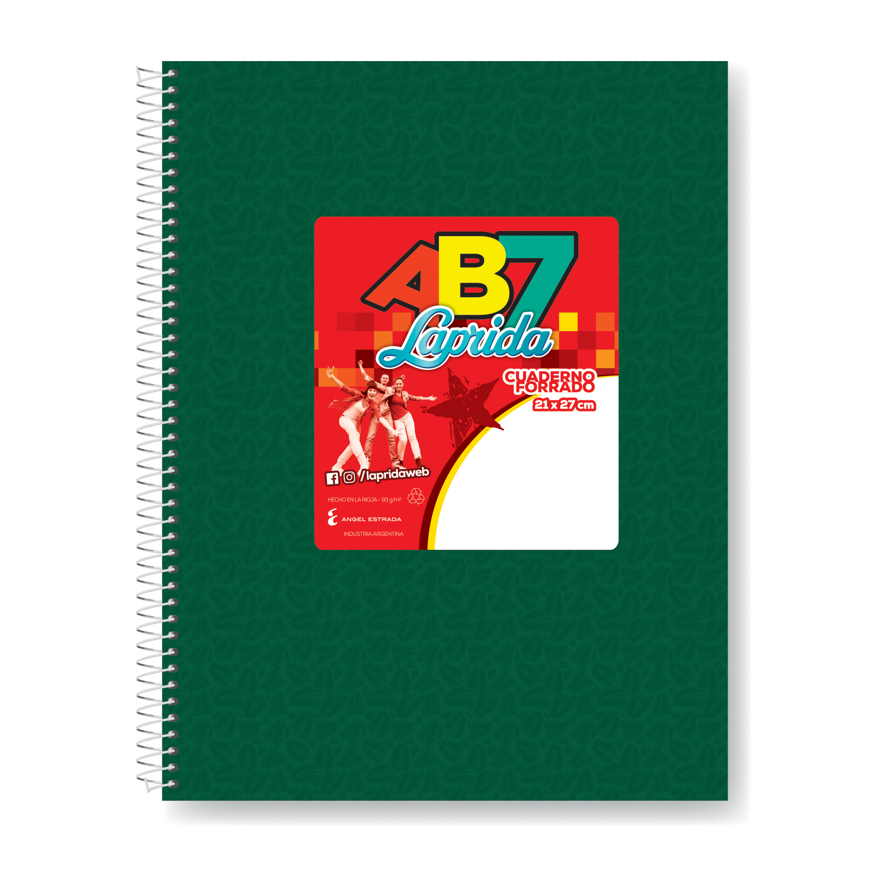  CUADERNO LAPRIDA 21X27 AB7 VERDE 60  HOJAS RAYADO