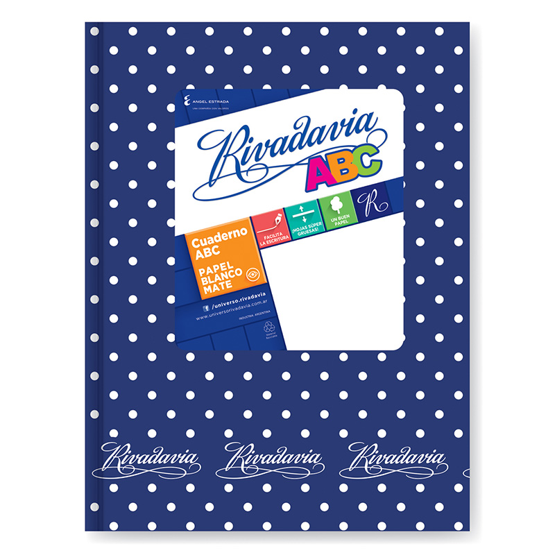  CUADERNO RIVADAVIA 19X23 ABC TAPA CARTON  LUNAR AZUL 50 HOJAS RAYADO