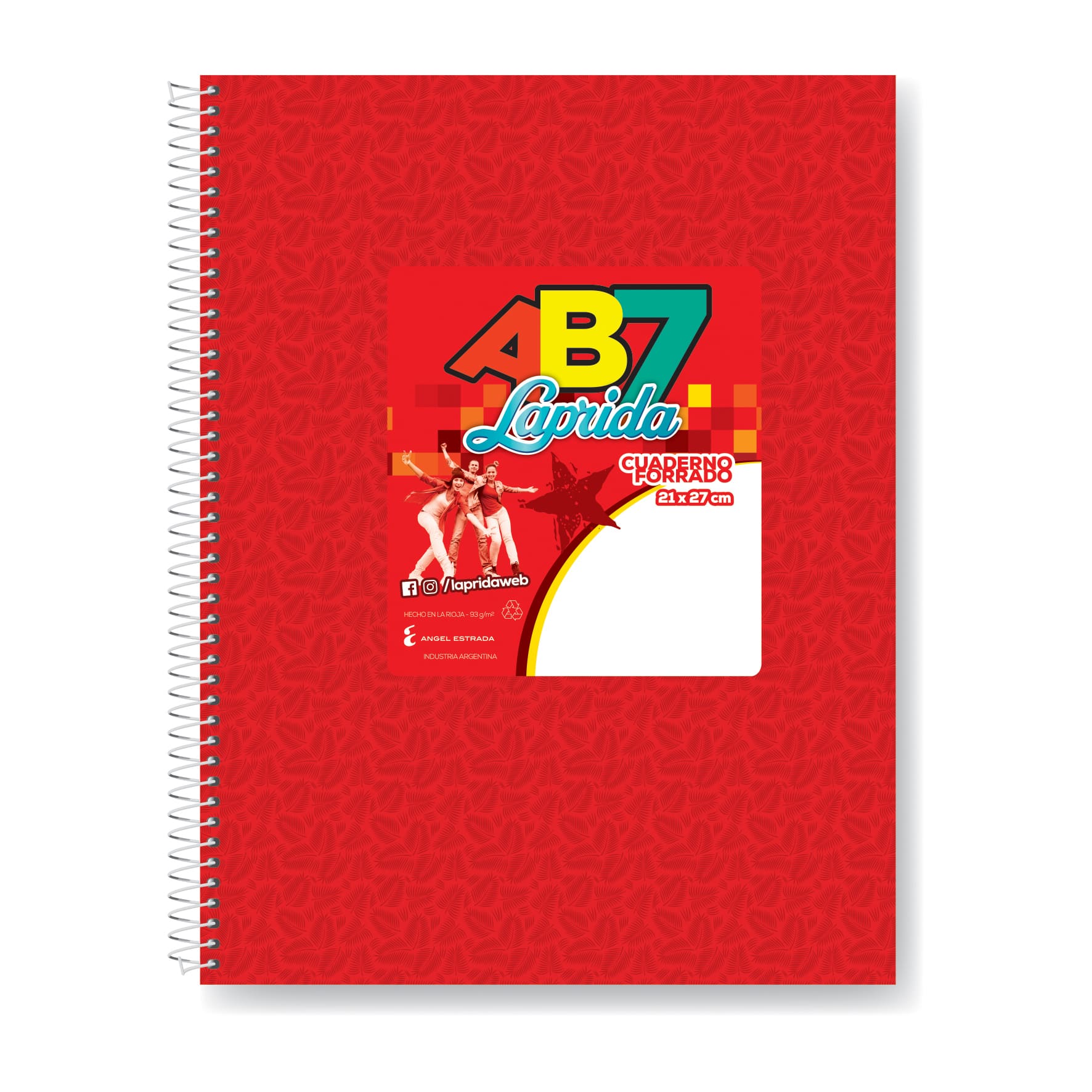  CUADERNO LAPRIDA 21X27 AB7 ROJO 60 HOJAS  RAYADO