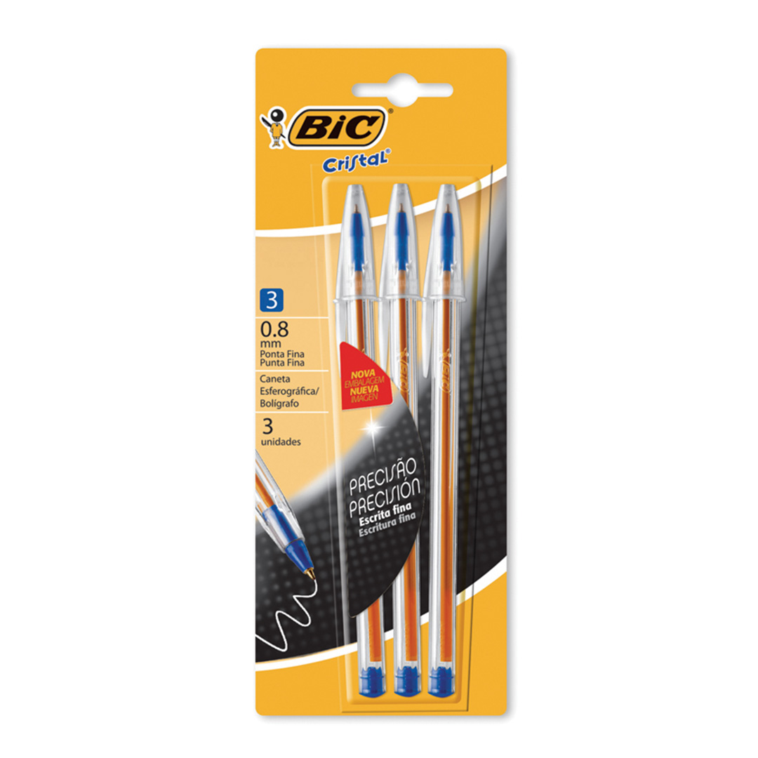  BOLIGRAFO BIC CRISTAL FINA 0.8MM AZUL X3