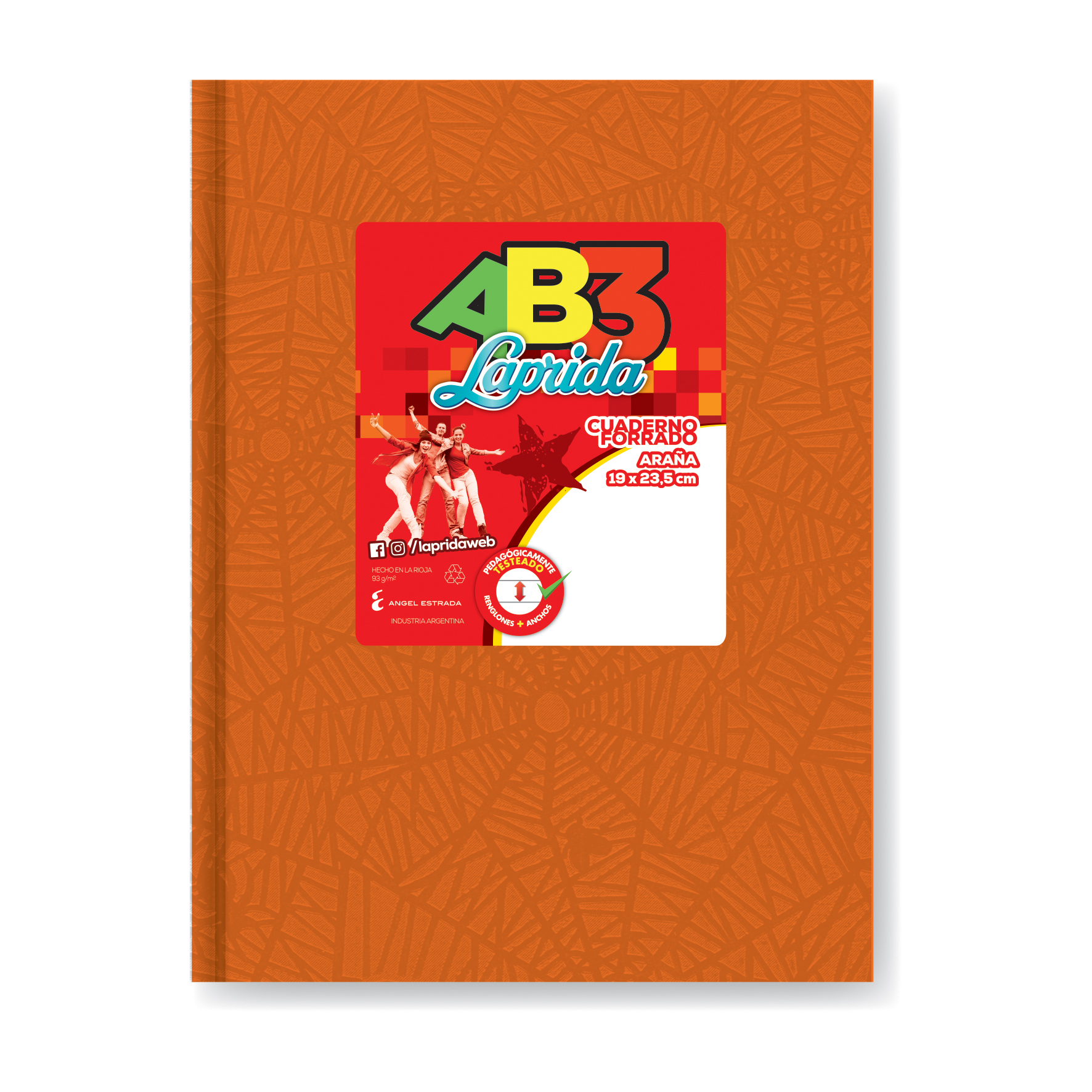  CUADERNO LAPRIDA 19X23 AB3 TAPA CARTON;
ARAÑA NARANJA 50 HOJAS RAYADO