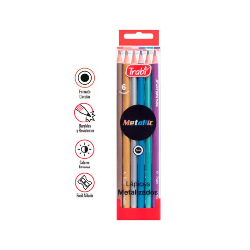  LAPIZ COLOR TRABI METALIZADO X6