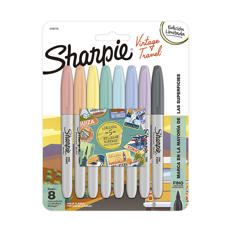  MARCADOR PERMANENTE SHARPIE FINO VINTAGE  X8
