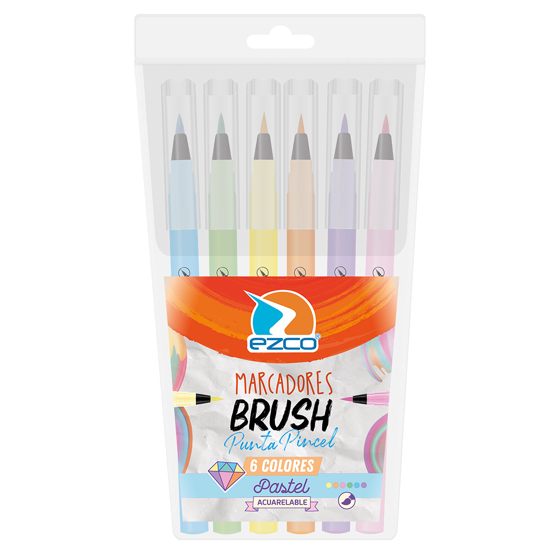  MARCADOR PUNTA PINCEL EZCO X6 PASTEL  COLORES