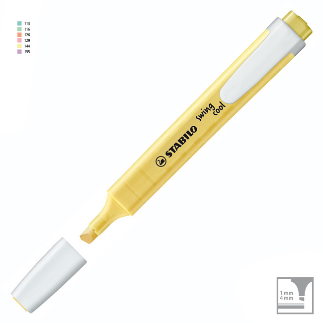  RESALTADOR FINO STABILO SWING COOL X10;
PASTEL AMARILLO