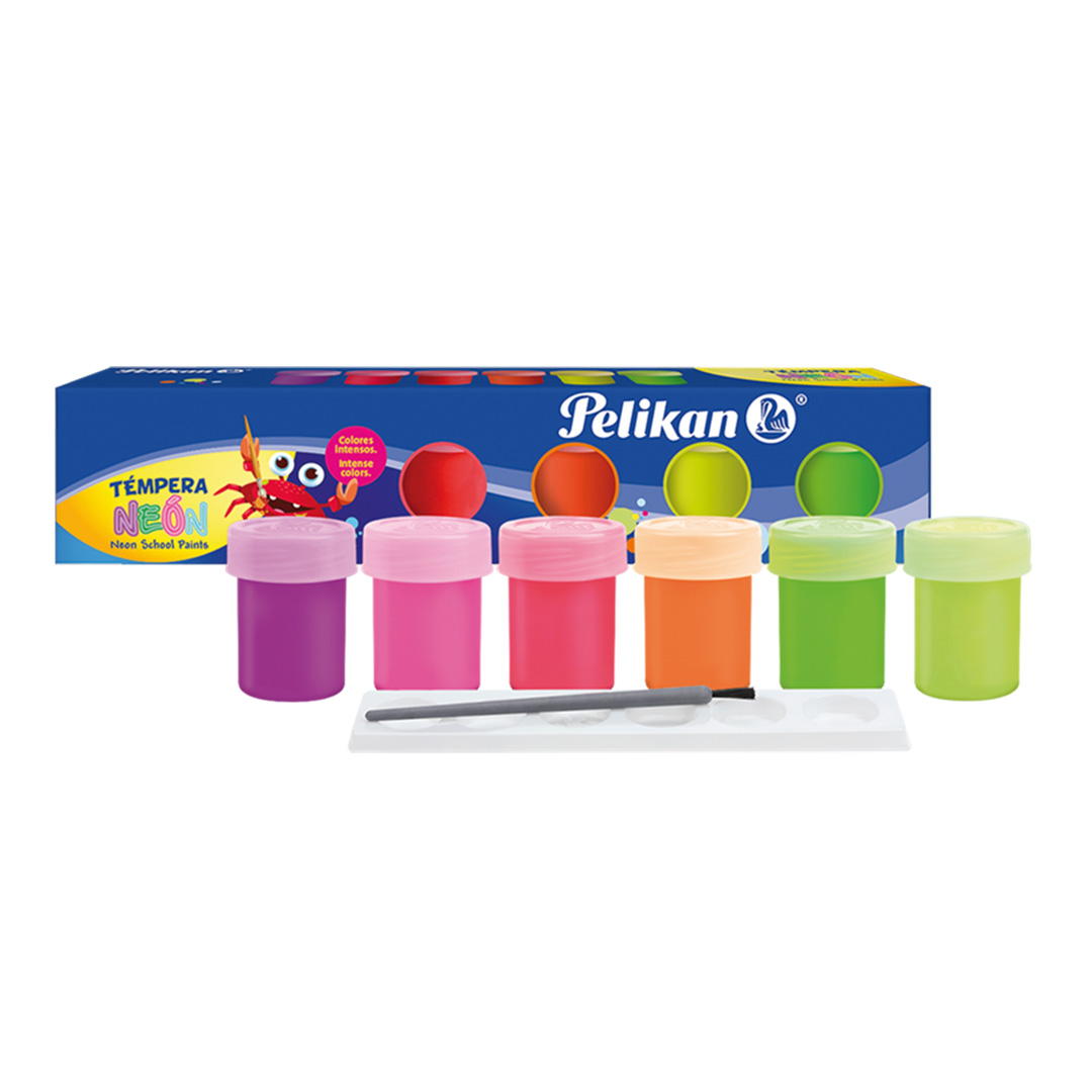  TEMPERA PELIKAN ESCOLAR 25ML X6 SURTIDO NEON