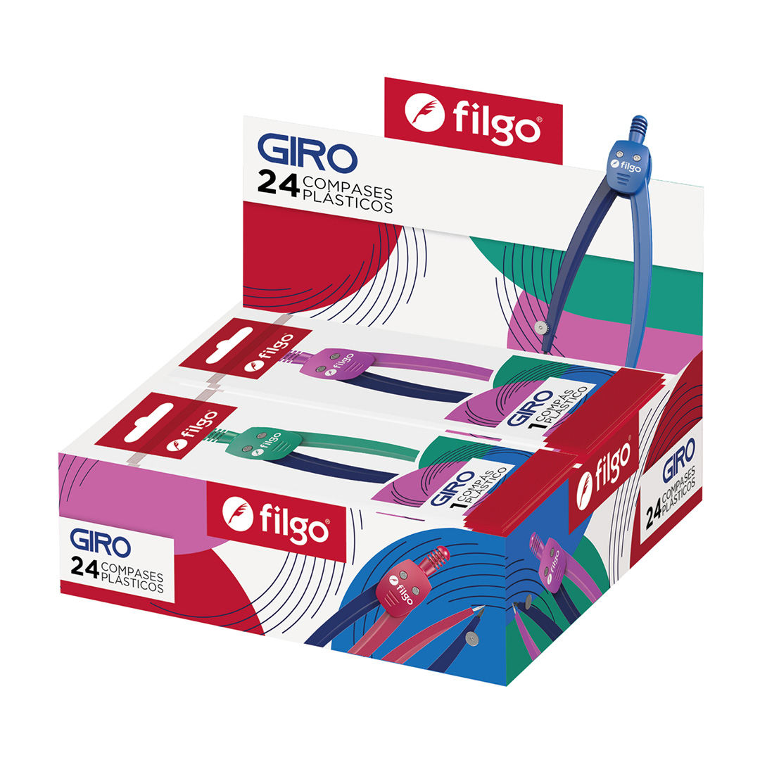  COMPAS FILGO PLASTICO GIRO ESTUCHE X24
