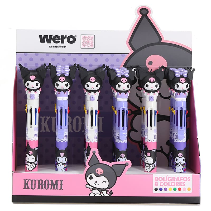  BOLIGRAFO RETRACTIL WERO 8 COLORESDISPLAY X18 KUROMI