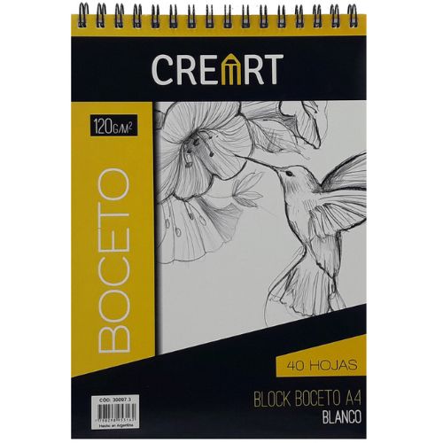 BLOCK DE DIBUJO CREART ESPIRALADO 120GR A4 X40 HOJAS