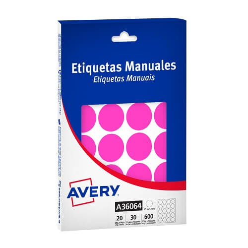  ETIQUETA AVERY MANUAL MAGENTA FLUO 36064  25MM 20E X30 HOJAS