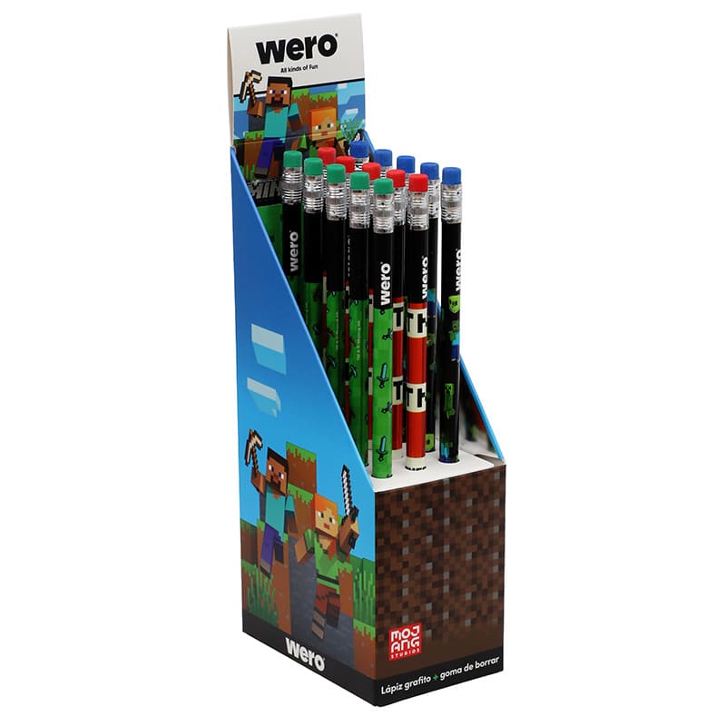  LAPIZ GRAFITO GOMA WERO DISPLAY X15MINECRAFT