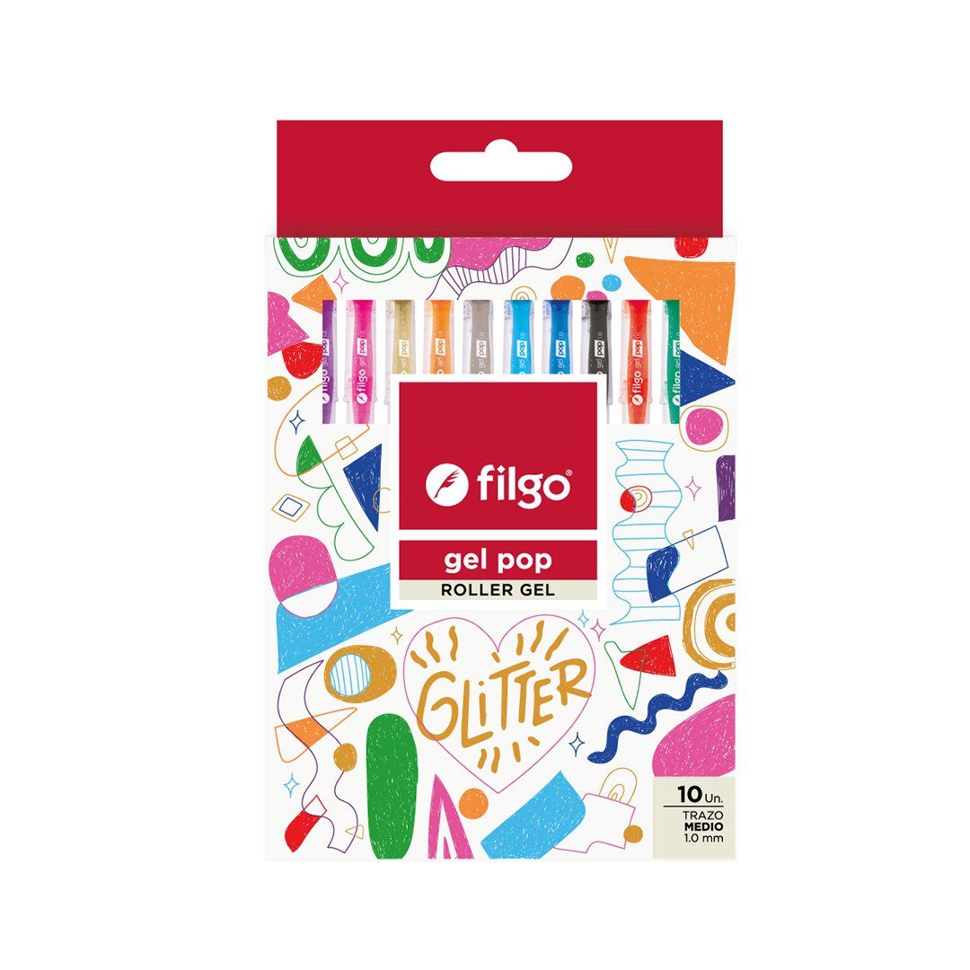  ROLLER GEL FILGO POP BLISTER X10 GLITTER  SURTIDO