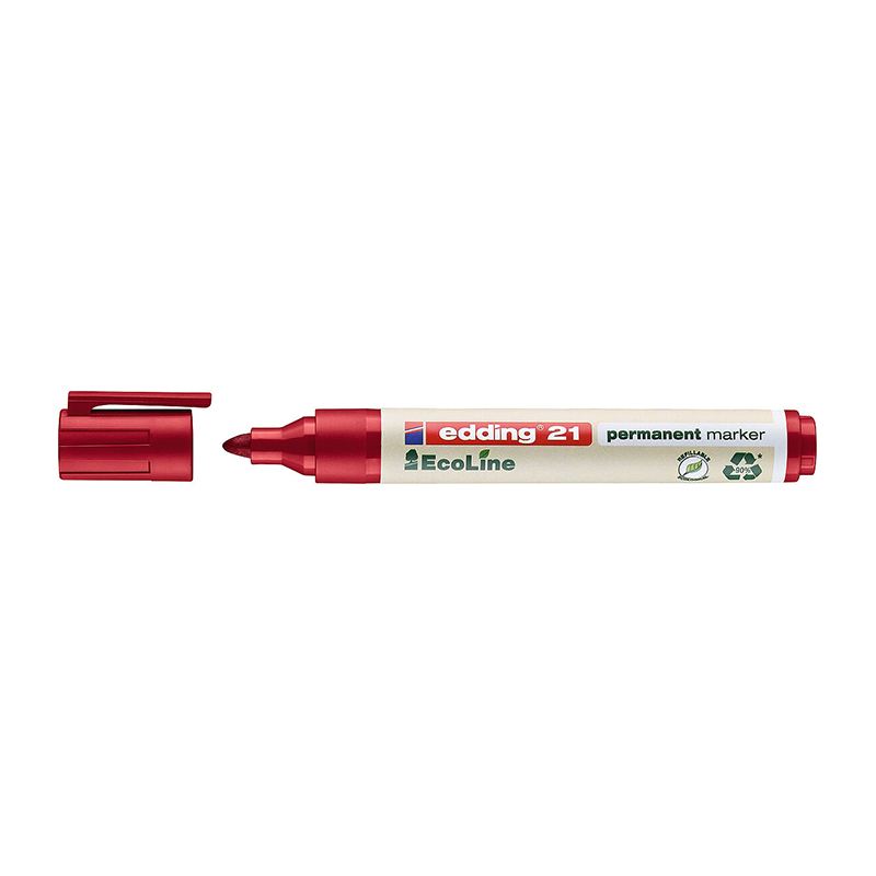  MARCADOR PERMANENTE EDDING ECOLINE PUNTA  REDONDA ROJO