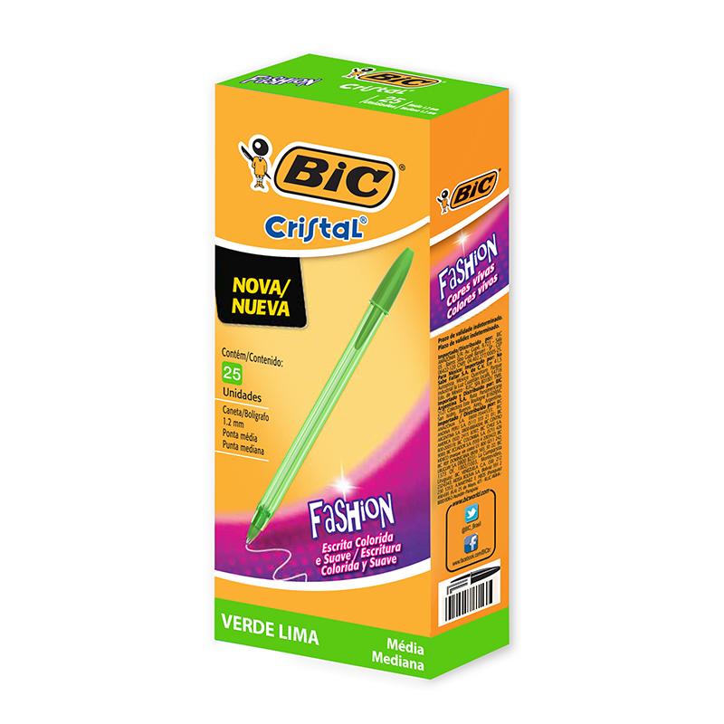  BOLIGRAFO BIC CRISTAL FASHION 1.2MM  LIMA X25