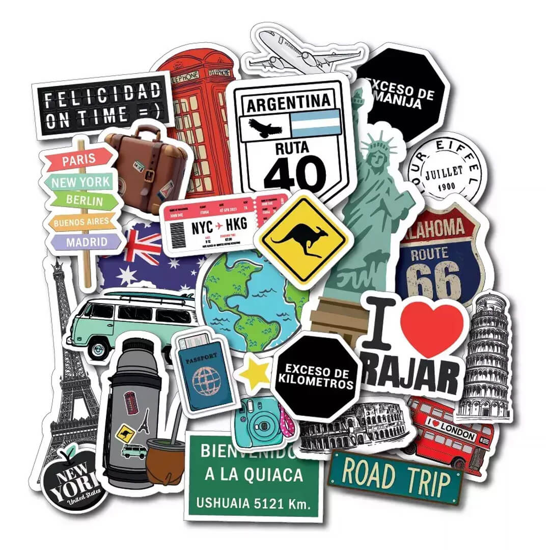  PLANCHA STICKERS VIAJES X5