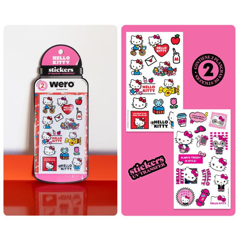  STICKERS BOTELLA WERO HELLO KITTY 2  PLANCHAS UV TRANSFER