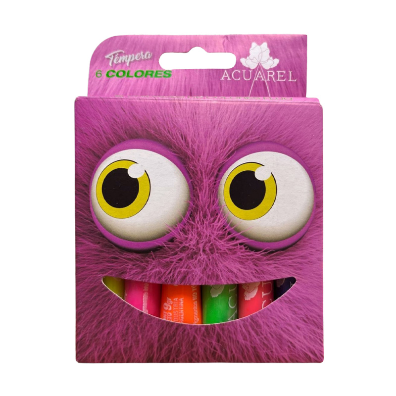  TEMPERA ACUAREL 9 GRAMOS FLUO X6  COLORES SURTIDOS