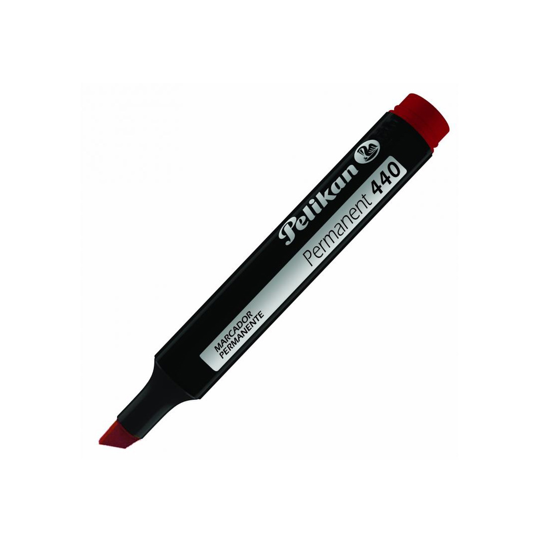  MARCADOR PERMANENTE PELIKAN 440 PUNTABISELADA ROJO X10