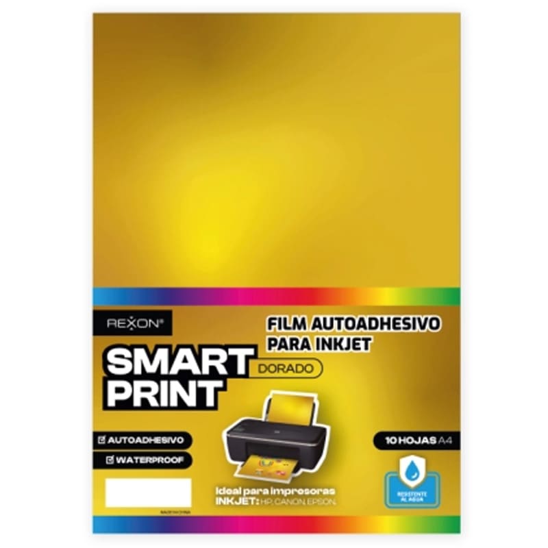 FILM AUTOADHESIVO REXON INKJET A4 X10DORADO