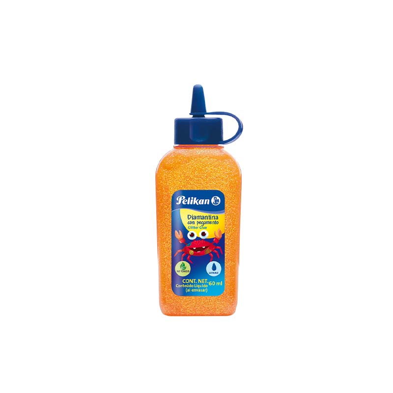  ADHESIVO GLITTER PELIKAN 60ML NARANJACAJA X6