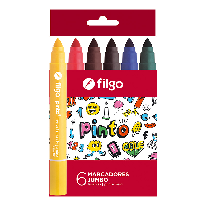  MARCADOR ESCOLAR FILGO PINTO JUMBO X6
