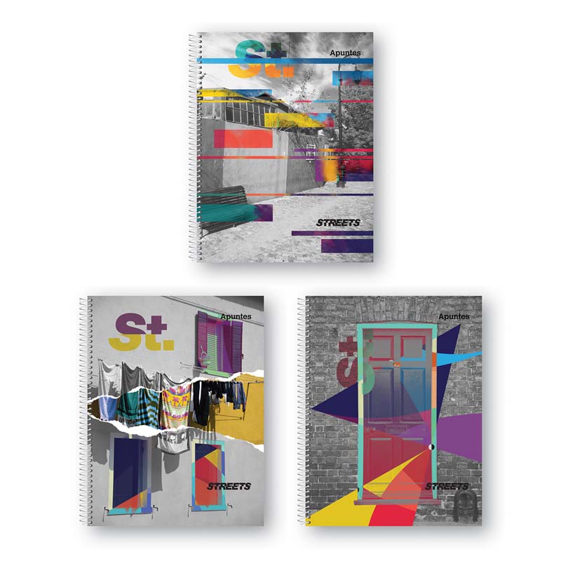  CUADERNO APUNTES 29.7 STREETS ESPIRAL 80  HOJAS CUADRICULADO